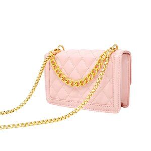 Classic Quilted Large Flap Handbag: Pink